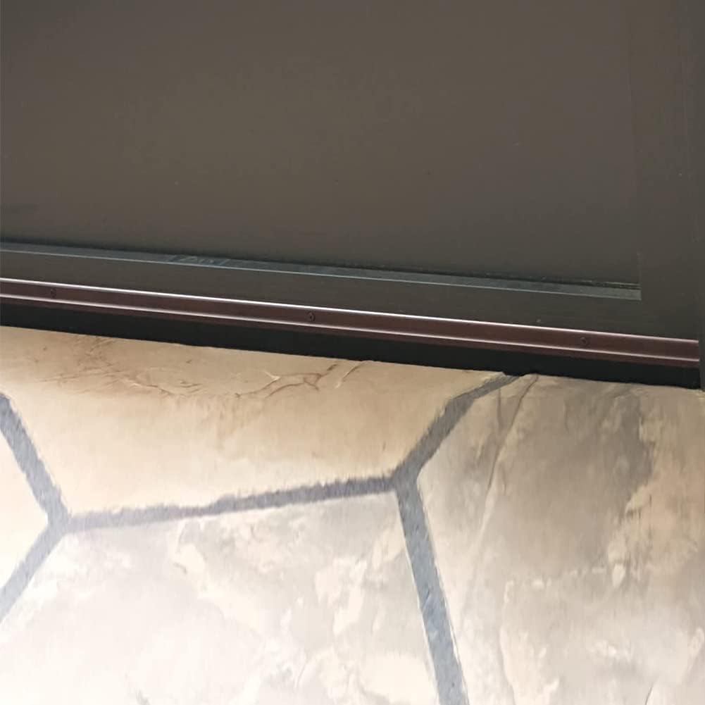 YXQ Barrido inferior del cepillo de puerta (2.5 pulgadas de ancho x 36.5 pulgadas de largo) con soporte de aleación de aluminio marrón en forma de H