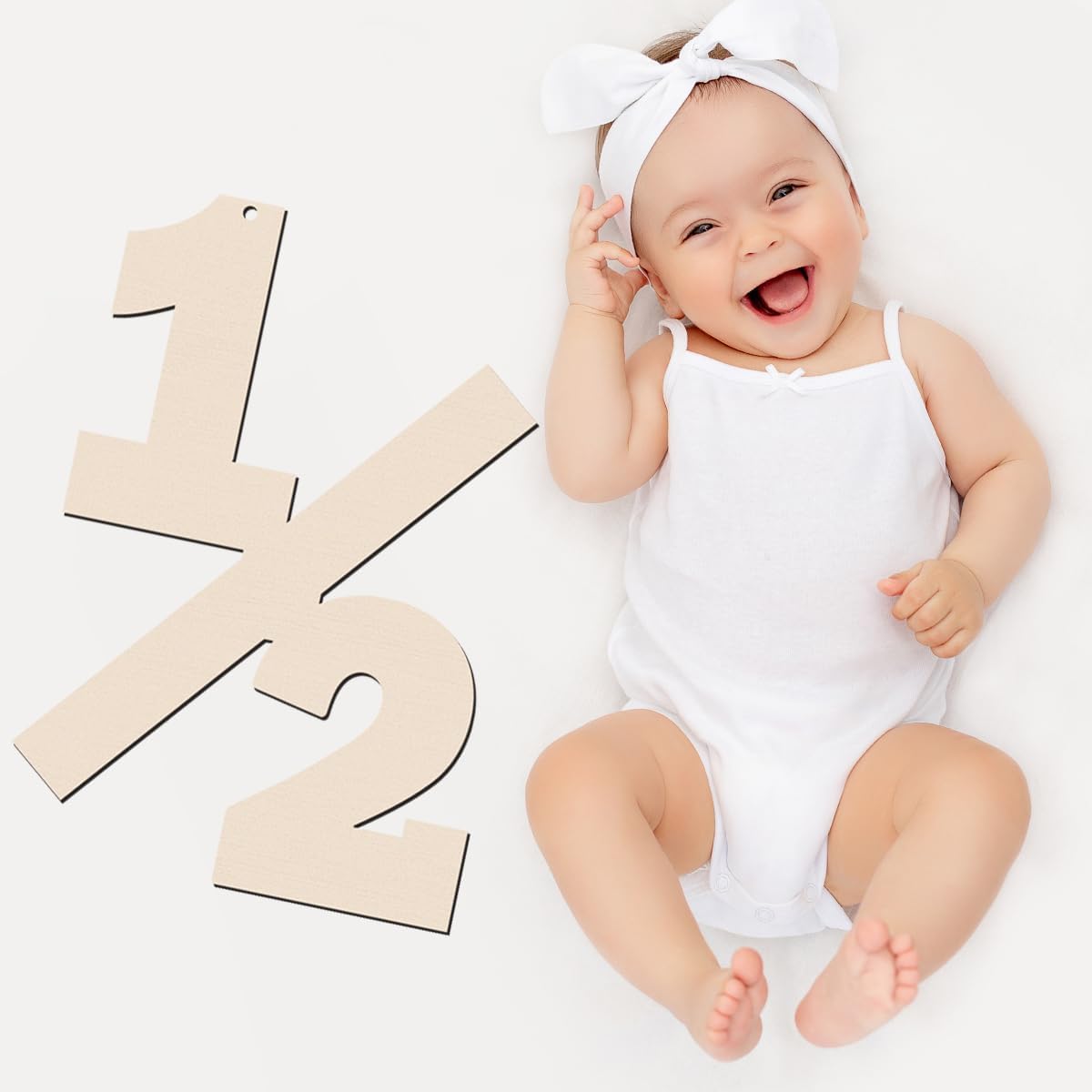 Decoraciones de cumpleaños de 12, letrero de madera de 6 meses, accesorios para sesión de fotos, decoración de madera colgante de cumpleaños de