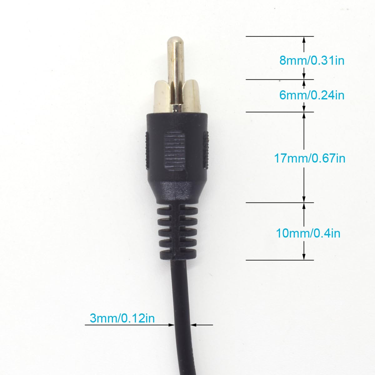 ELNONE Paquete de 2 cables RCA a cable desnudo, cable de altavoz de 1.0 ft1 pie a audio macho conector RCA adaptador enchufe para repuesto RCA cable