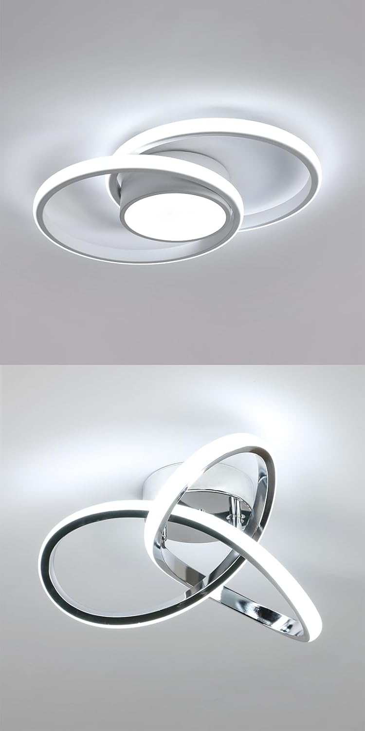 AUA Juego de 2 lámparas LED de techo, modernas luces de techo semiempotradas, color blanco frío de 6000 K, lámparas de techo para cocina, comedor,