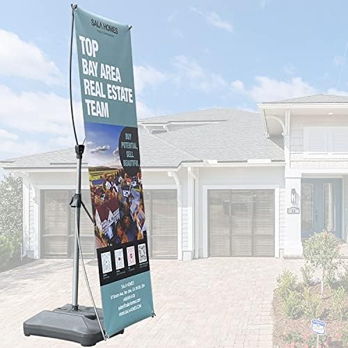 4UMedia&Displays – Soporte para pancartas prémium para exteriores e interiores, disponible en 24 x 63 pulgadas, 24 x 72 pulgadas, con base de agua