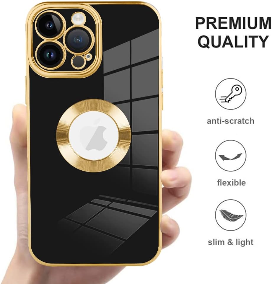 ZIYE Funda diseñada para iPhone 14 Pro Max, bonita funda de lujo chapada con protección para cámara, funda protectora de silicona TPU compatible con
