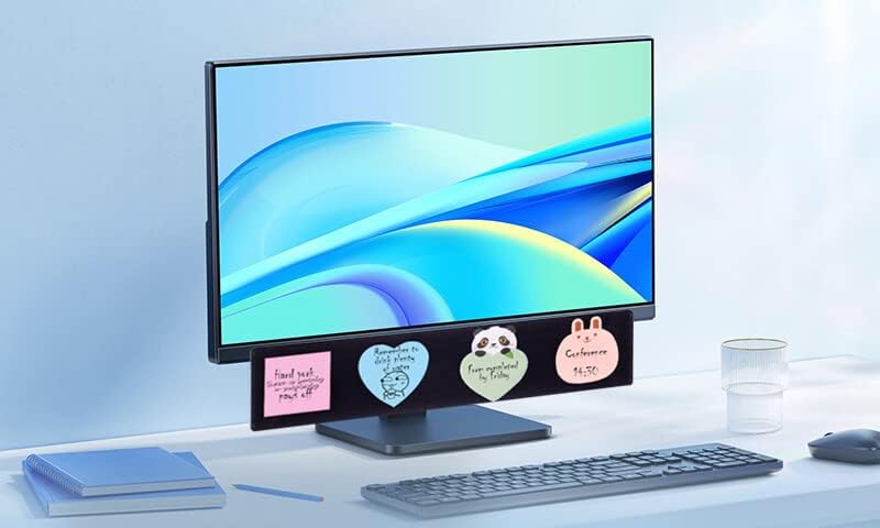 Yocoolfun Tablero de notas para monitor negro, soporte para notas adhesivas de 18 pulgadas, tableros adhesivos, tablero de mensajes para monitores