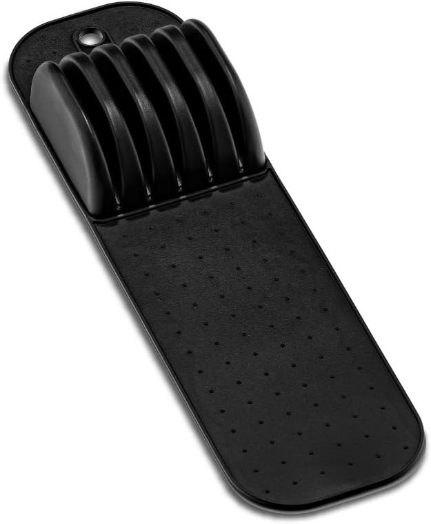 Madesmart Tapete clásico de almacenamiento para cuchillos pequeños de 5 ranuras para cajones, bloque de cuchillos de cocina de agarre suave, carbono