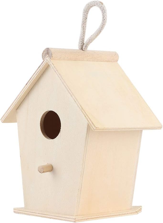 Fydun Wooden Bird Warm Breeding Box Outdoor Hanging Wood Bird House Cage Pet Supplies for Budgerigar Wooden Bird Warm Breeding for Family