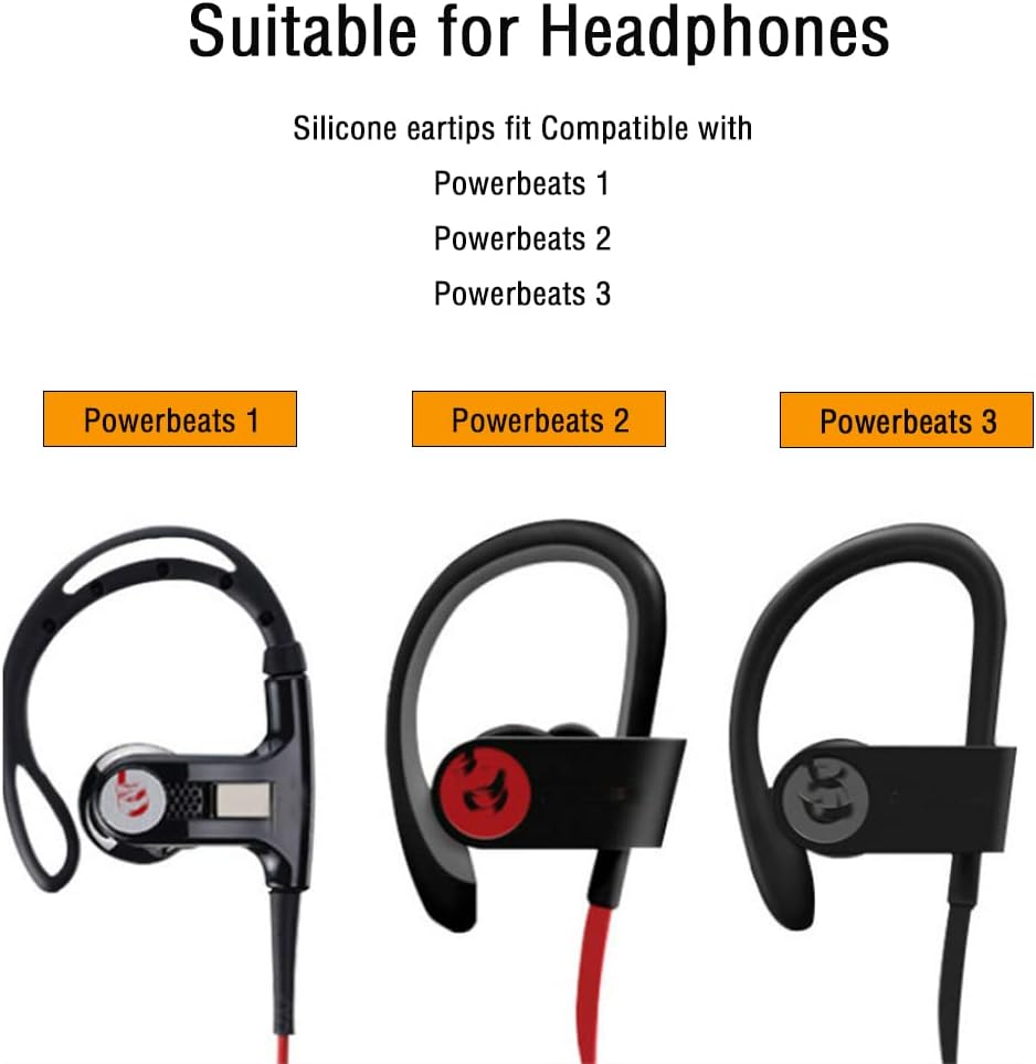 Puntas de repuesto de auriculares de silicona compatibles con auriculares inalámbricos Powerbeats 123 de Dre, tapa para auriculares (8 pares)