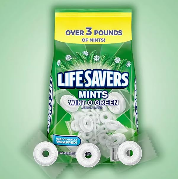 LifeSavers Wint O Green Breath Mints – Caramelos duros a granel de 53.95 onzas (3.3 libras)