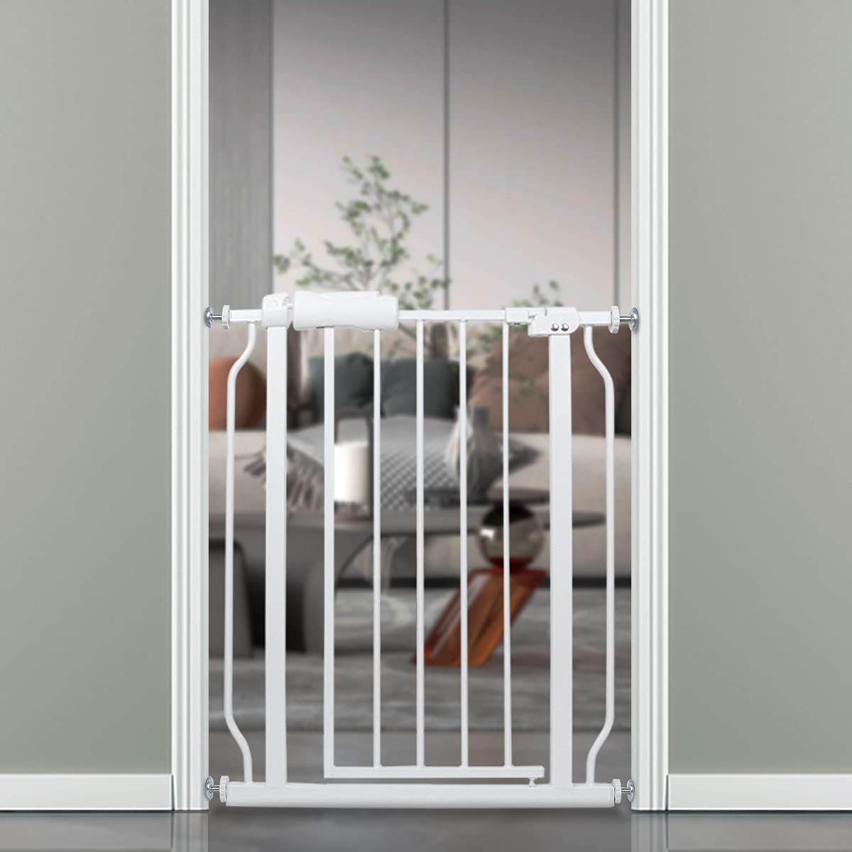 Puerta estrecha para bebés de 24 pulgadas, pequeña tensión para interiores, puertas de seguridad para interiores, con cierre automático, puerta