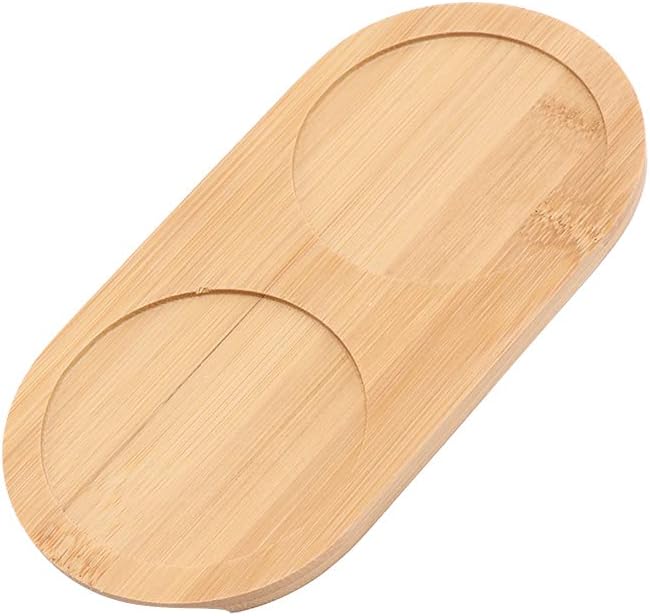 Bandeja de molino de sal y pimienta, bandeja de bambú de té, juego de 2 recipientes redondos de sal de azúcar, contenedor de molino de pimienta para
