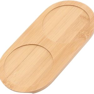 Bandeja de molino de sal y pimienta, bandeja de bambú de té, juego de 2 recipientes redondos de sal de azúcar, contenedor de molino de pimienta para Bandeja de molino de sal y pimienta, bandeja de bambú de té, juego de 2 recipientes redondos de sal de azúcar, contenedor de molino de pimienta para