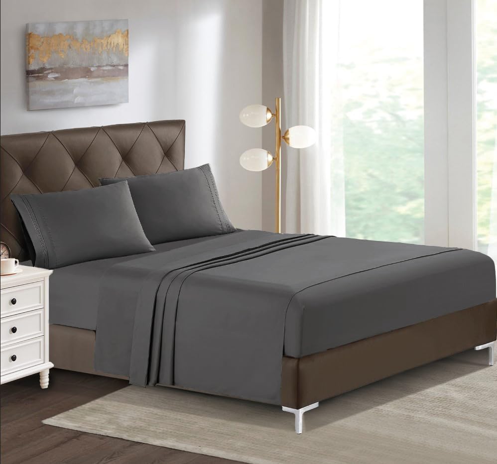 SmartM’Raud Sábanas King  Juego de 4 piezas  Elegantes, cómodas, extrasuaves, sábanas y fundas de almohada de lujo para hotel, bolsillos profundos,