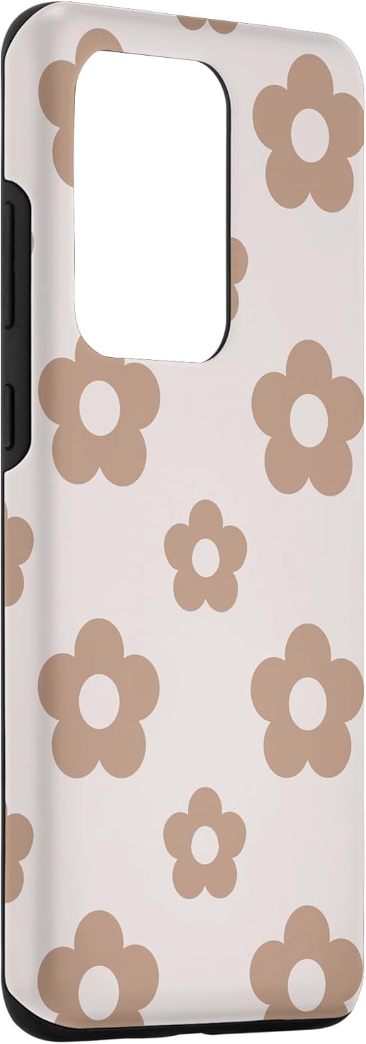 Galaxy S20 Ultra Daisy Hippie Flowers Lindo Beige Claro Marrón Floral Estética Funda
