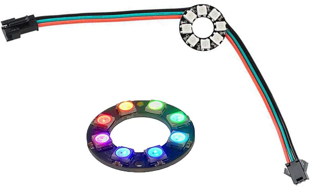 Anillo LED direccionable WS2812 de 8 bits con cable SM2.54-3P, DC5V WS2812B 5050 RGB LED con controladores integrados de píxeles de control