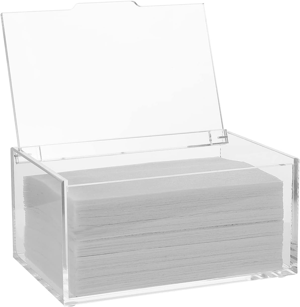 rejomiik Soporte de hojas de acrílico para secadora, caja dispensadora de hojas de secadora transparente con tapa y película antiarañazos para