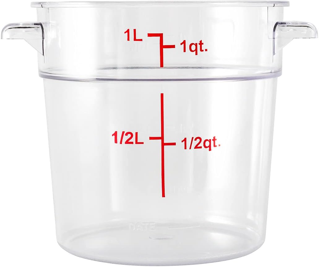 Restaurantware Met Lux – Contenedor de almacenamiento de alimentos de 1 cuarto de galón, 1 recipiente redondo de almacenamiento comercial, tapa se