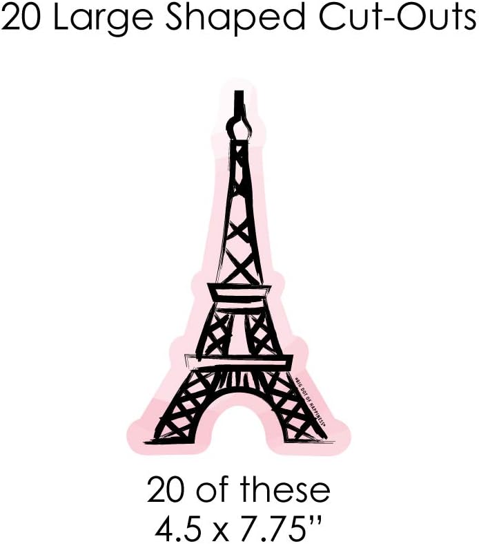 Big Dot of Happiness París, Ooh La La – Decoración temática de París para baby shower o fiesta de cumpleaños, guirnalda de pinzas para la ropa, 44