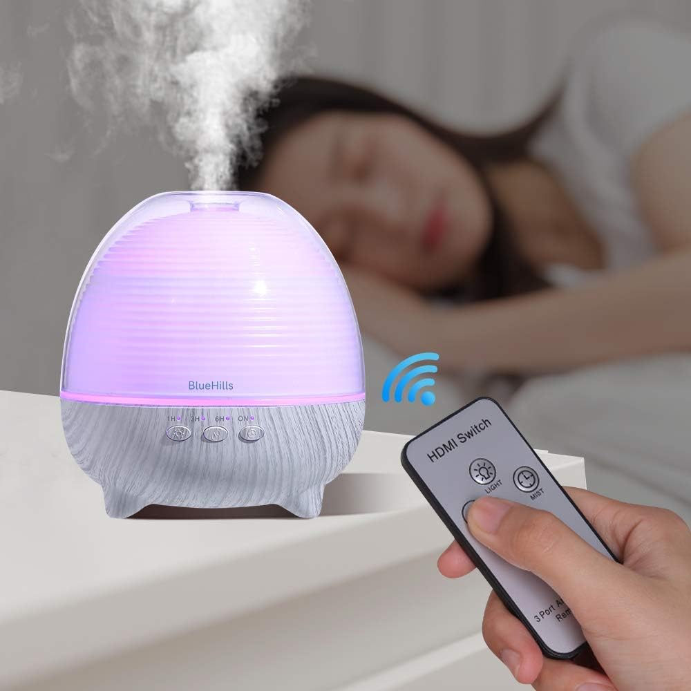 BlueHills Difusor de aceite esencial de alta calidad con control remoto, lindo humidificador de aromaterapia, área de cobertura de gran capacidad