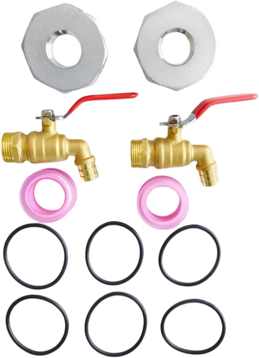Grifo de barril de 2 pulgadas para tambor de 55 galones, barril de lluvia y grifo de cubo, grifo de barril de latón con 3 arandelas EPDM (paquete de