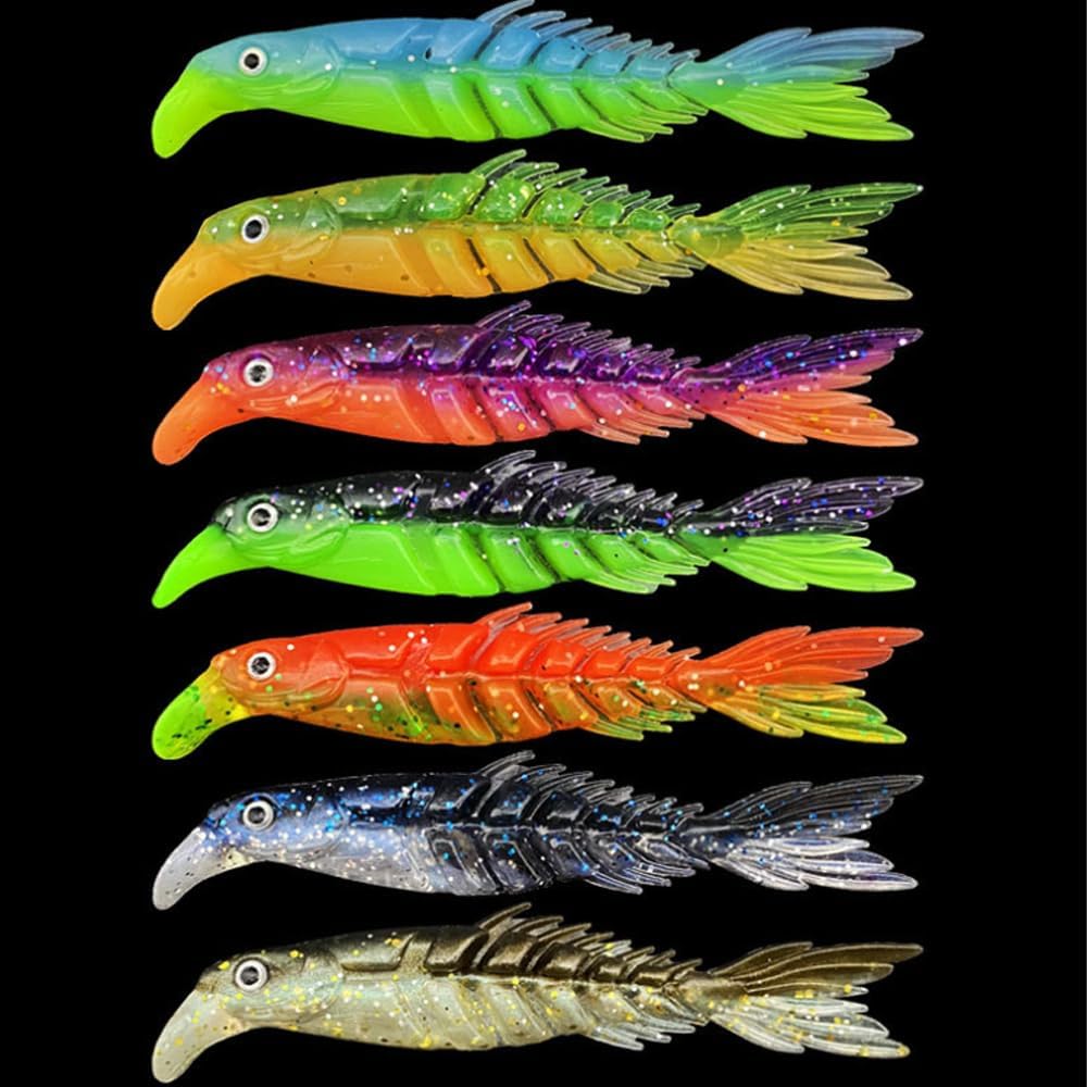Señuelos suaves de varios segmentos, juego de señuelos de pesca multiarticulados, señuelos de pesca biónicos suaves, señuelo de pesca realista