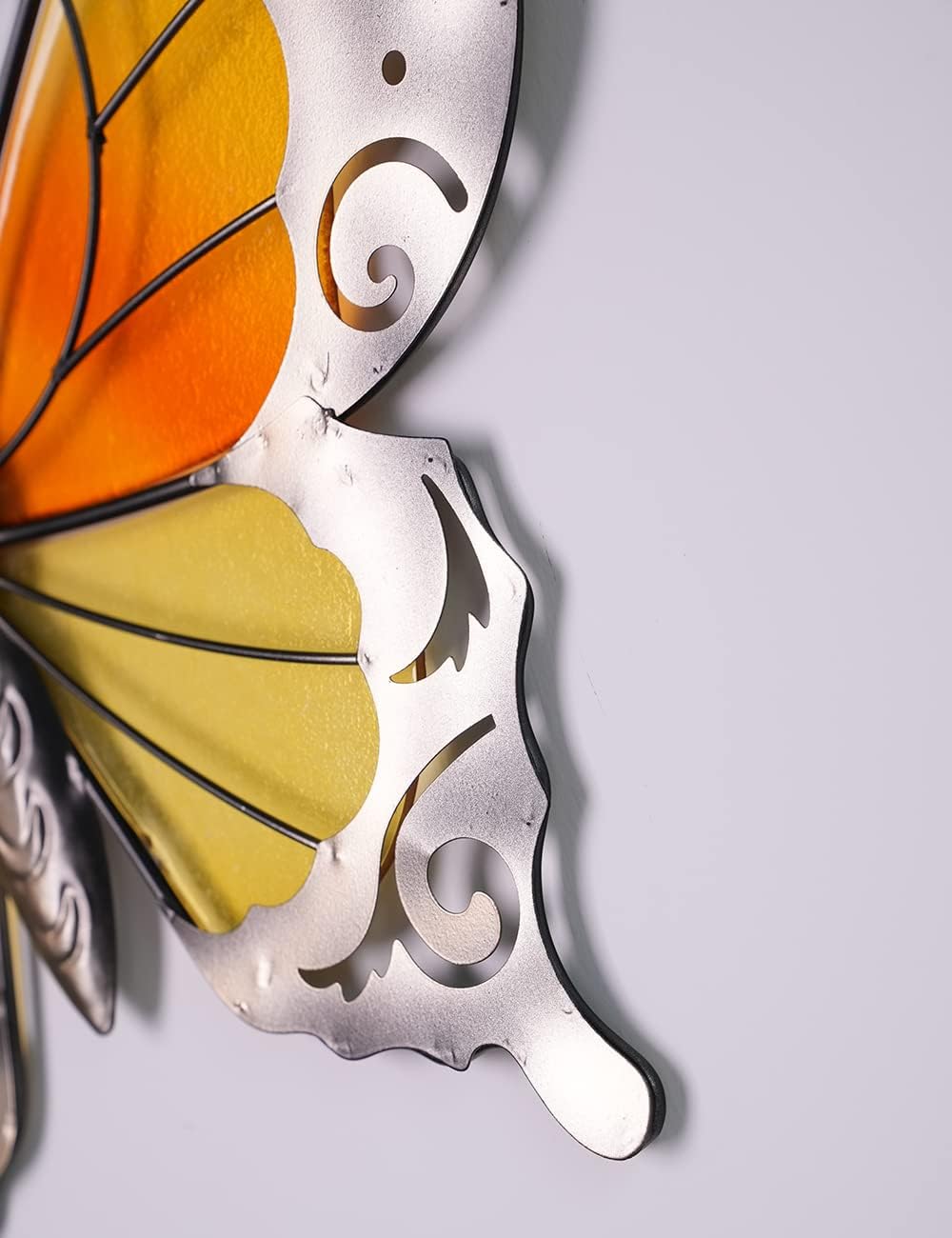 HONCOEN Escultura de pared de arte de metal, decoración de pared moderna, estatua de mariposa 3D, regalo para el hogar, manualidades de vitrales en