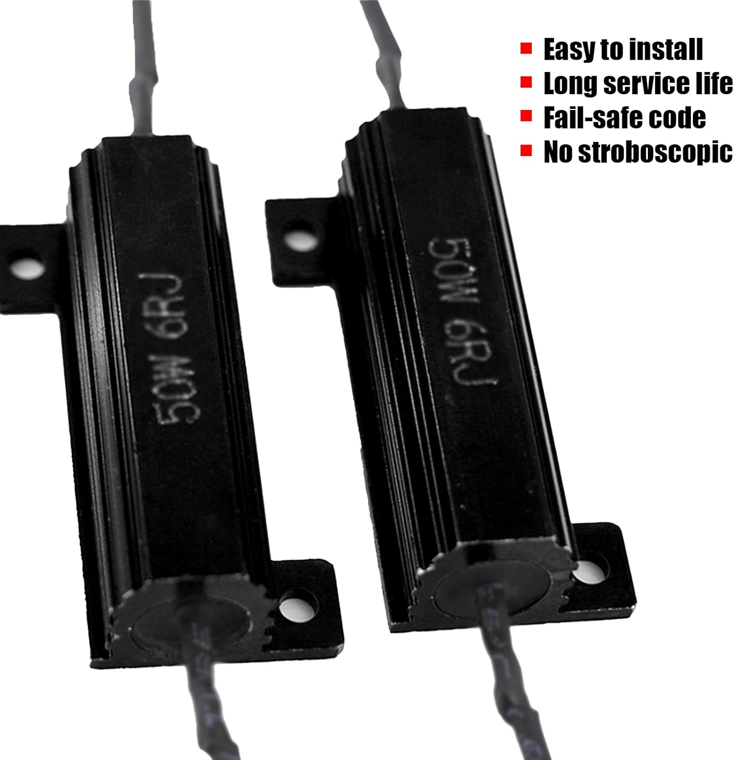 2 resistencias de carga de automóvil, 50 W 6 ohmios, resistentes a prueba de agua de bombillas LED de metal para fijar luces intermitentes