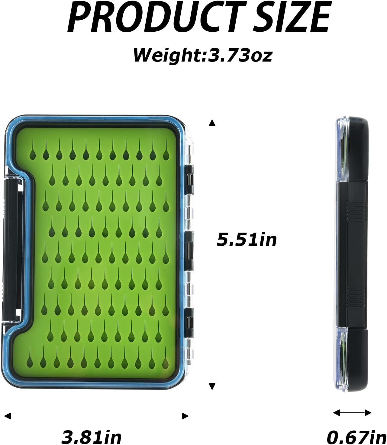 Goture Caja de pesca con mosca de una sola cara, impermeable, almacenamiento de moscas (inserto de silicona-5.51 x 3.82 x 0.67 pulgadas)