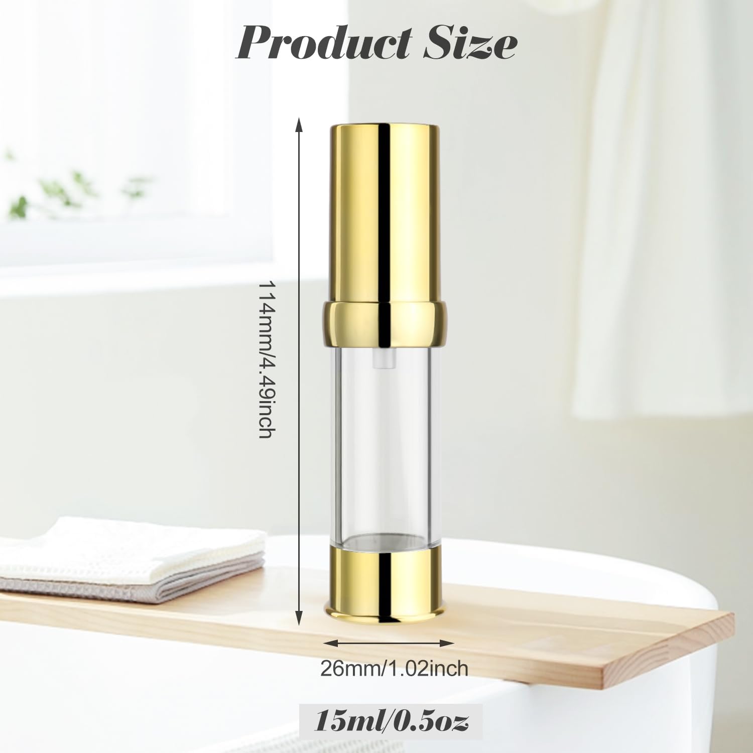 6 botellas de vacío de 0.5 fl oz0.5 onzas, dispensador de bomba sin aire, rellenable, tamaño de viaje, envases de maquillaje para loción cosmética,
