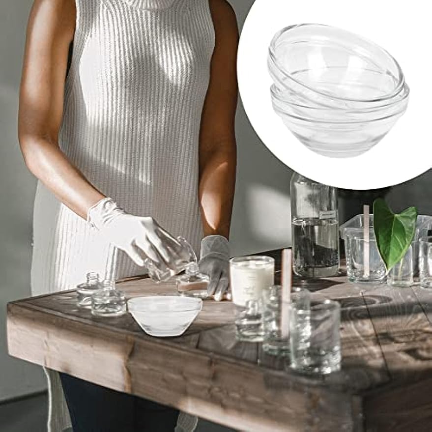 RCFINE Cuenco facial para cosméticos, cuenco de vidrio transparente, cuenco de mezcla de bricolaje para el hogar, salón, spa, aplicador de piel