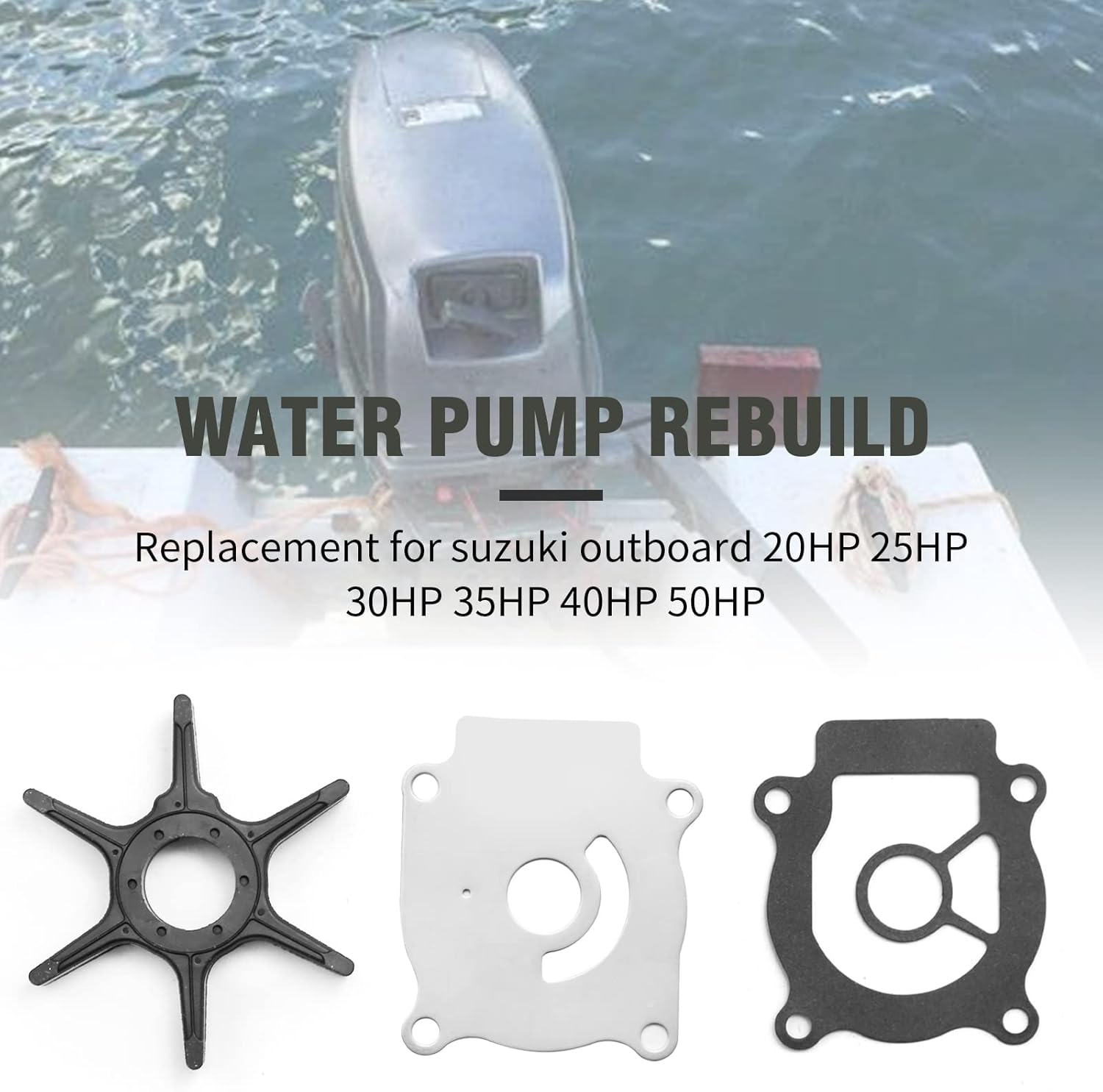 17400-96354 Kit de reparación de impulsor de bomba de agua apto para Suzuki Outboard 20 25 30 35 40 50 HP DT20 DT25 DT30 DF25 DF30 DF40 DF50 DT25C