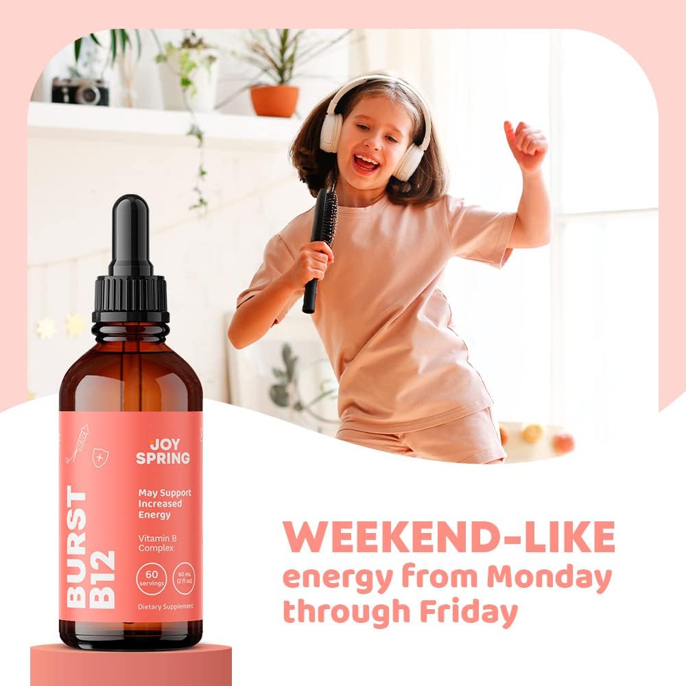 JoySpring Vital Vits, Burst B12 y Zincberry – Gotas de hierbas diarias naturales – Llena los huecos dietéticos – Paquete de regreso a la escuela –