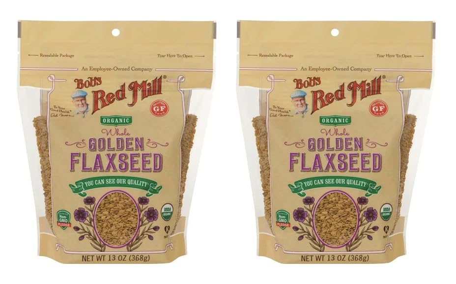 Bob’s Red Mill – Semilla de lino dorada orgánica resellable, 13 onzas, paquete de 2 con adhesivo Exit 28 Bargains