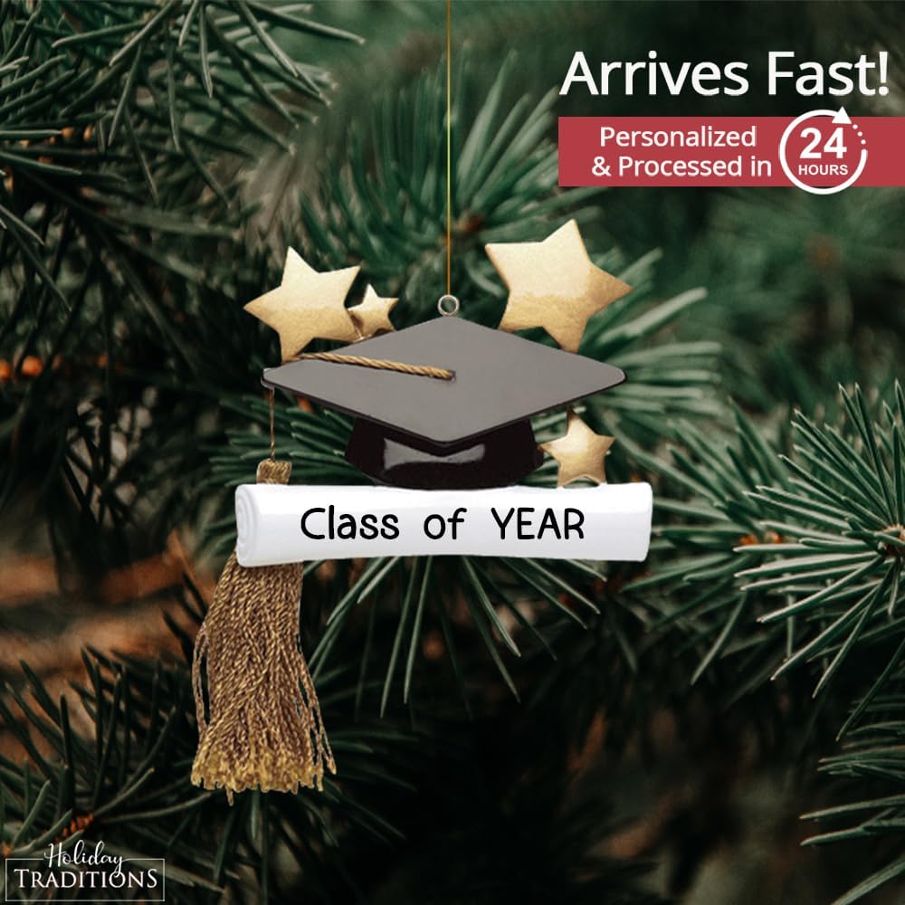 Adornos de Navidad personalizados de graduación 2024  Personalización rápida y gratuita las 24 horas  Tapa de graduación y pergamino decoraciones de