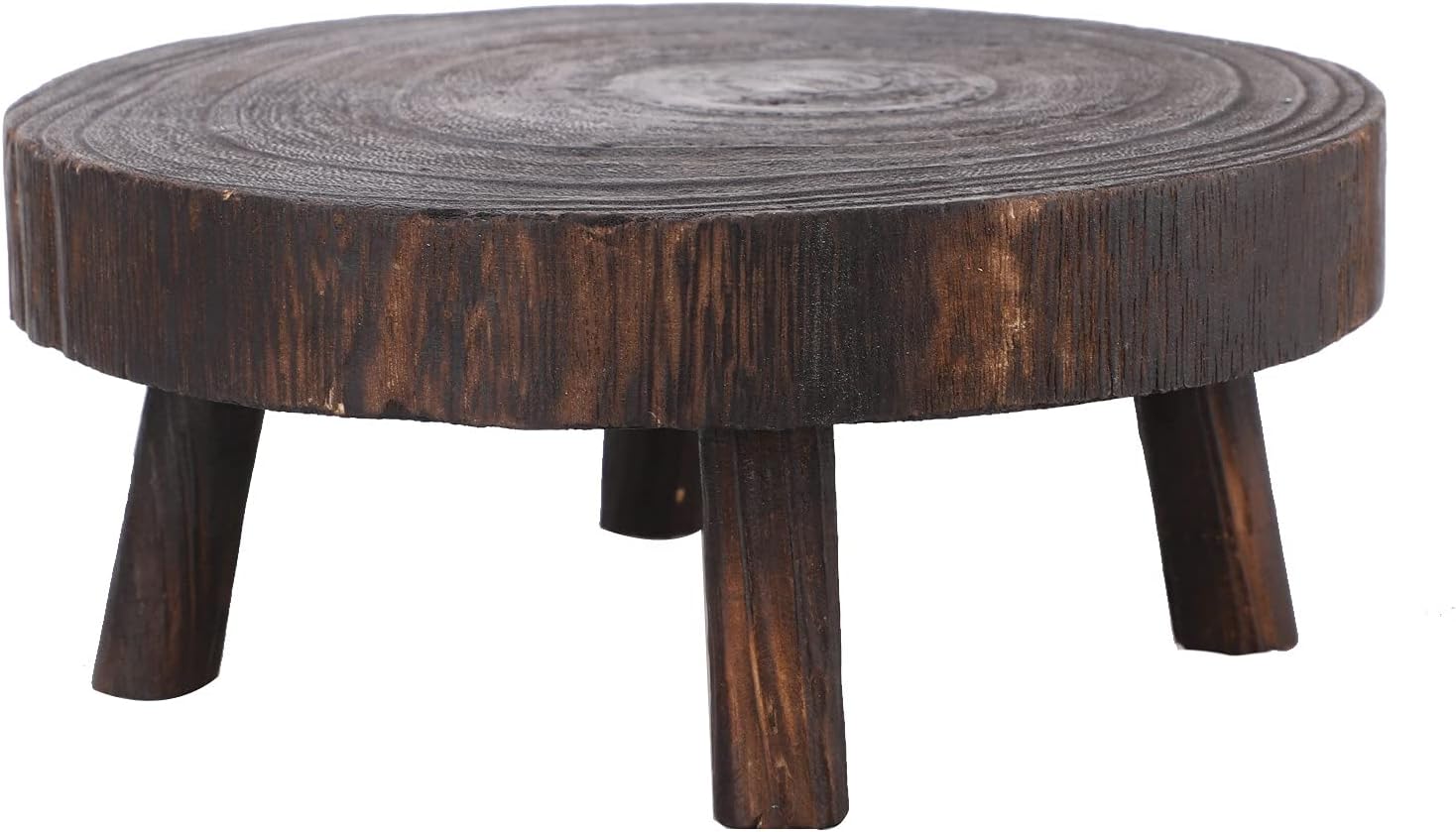 Taburete de madera para plantas, soporte bajo para plantas, soporte redondo para macetas elevadoras, soportes para múltiples plantas, soporte