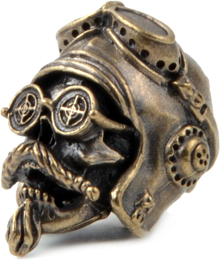 FLAMEDUKE Cuentas de cordón para cuchillo, cuentas de paracaídas, 550 cuentas de paracaídas, cuentas de calavera, dije de cobre fundido a mano, para