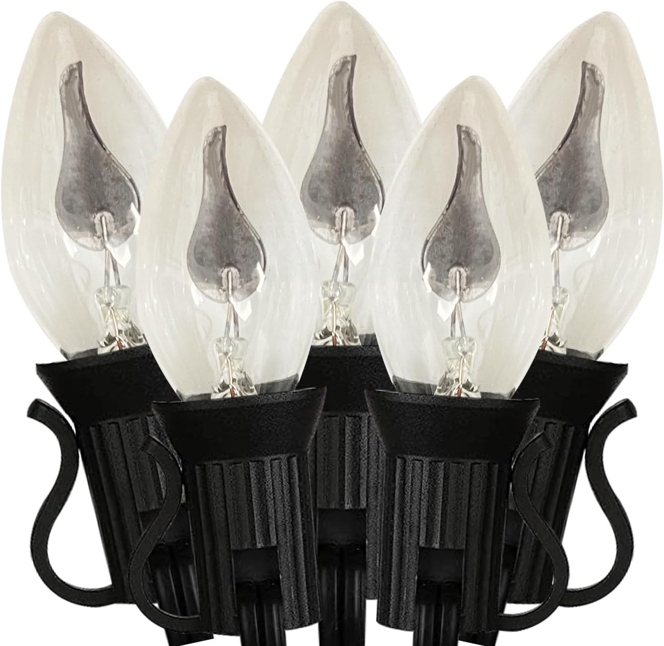 Cadena de llama transparente C7 de 25 pies para exteriores e interiores, para Navidad, Halloween, 25 bombillas C7 (más 2 bombillas adicionales) 1 W,