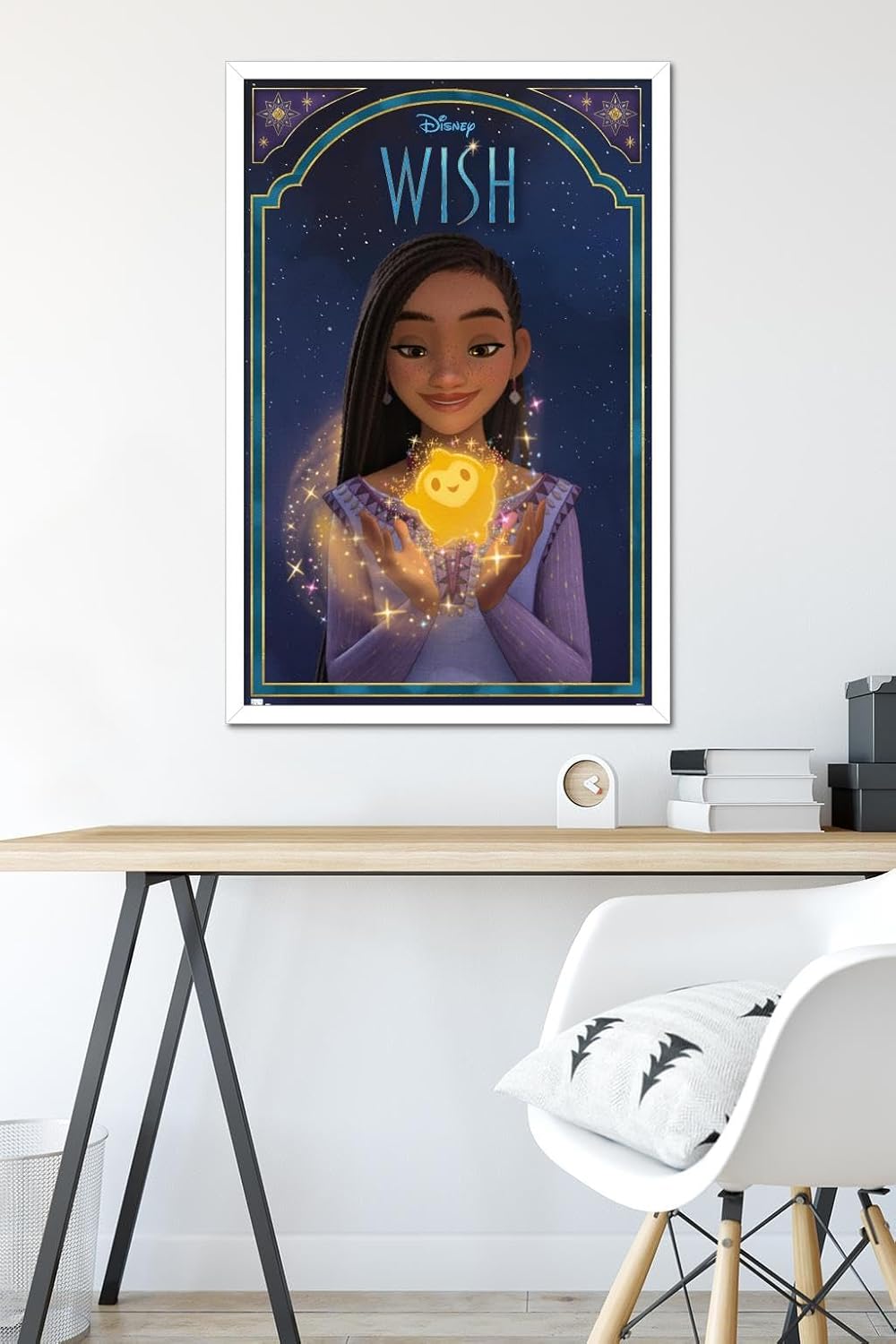 Trends International Disney Wish – Póster de pared de Asha & Star, 22.37 x 34.00 pulgadas, versión enmarcada en blanco