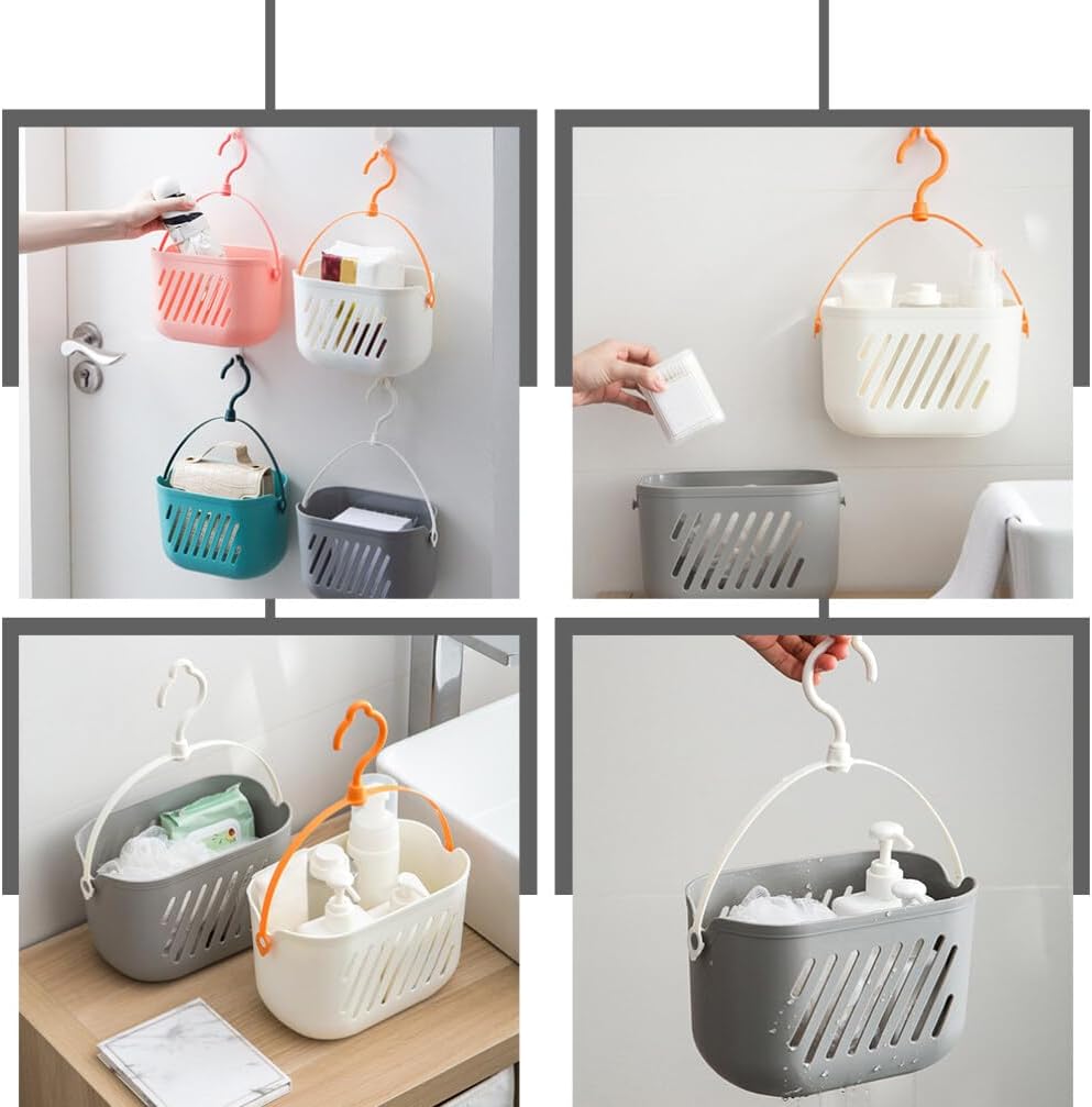 DOITOOL Organizador de ducha colgante, cesta de ducha colgante de plástico con ganchos, cestas de ducha para ducha interior, baño, organización,