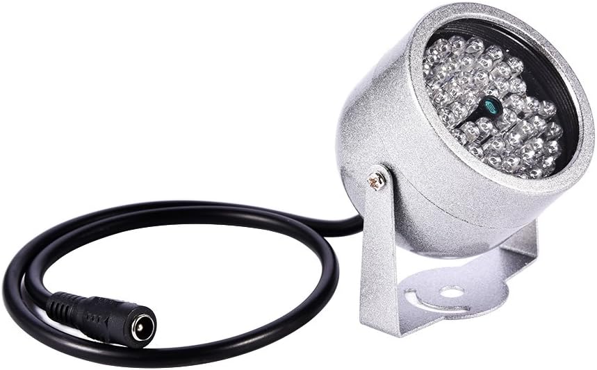 Ejoyous Iluminador infrarrojo, 48 luces LED IR iluminador 60 grados gran angular impermeable infrarrojo luz de visión nocturna para interior y
