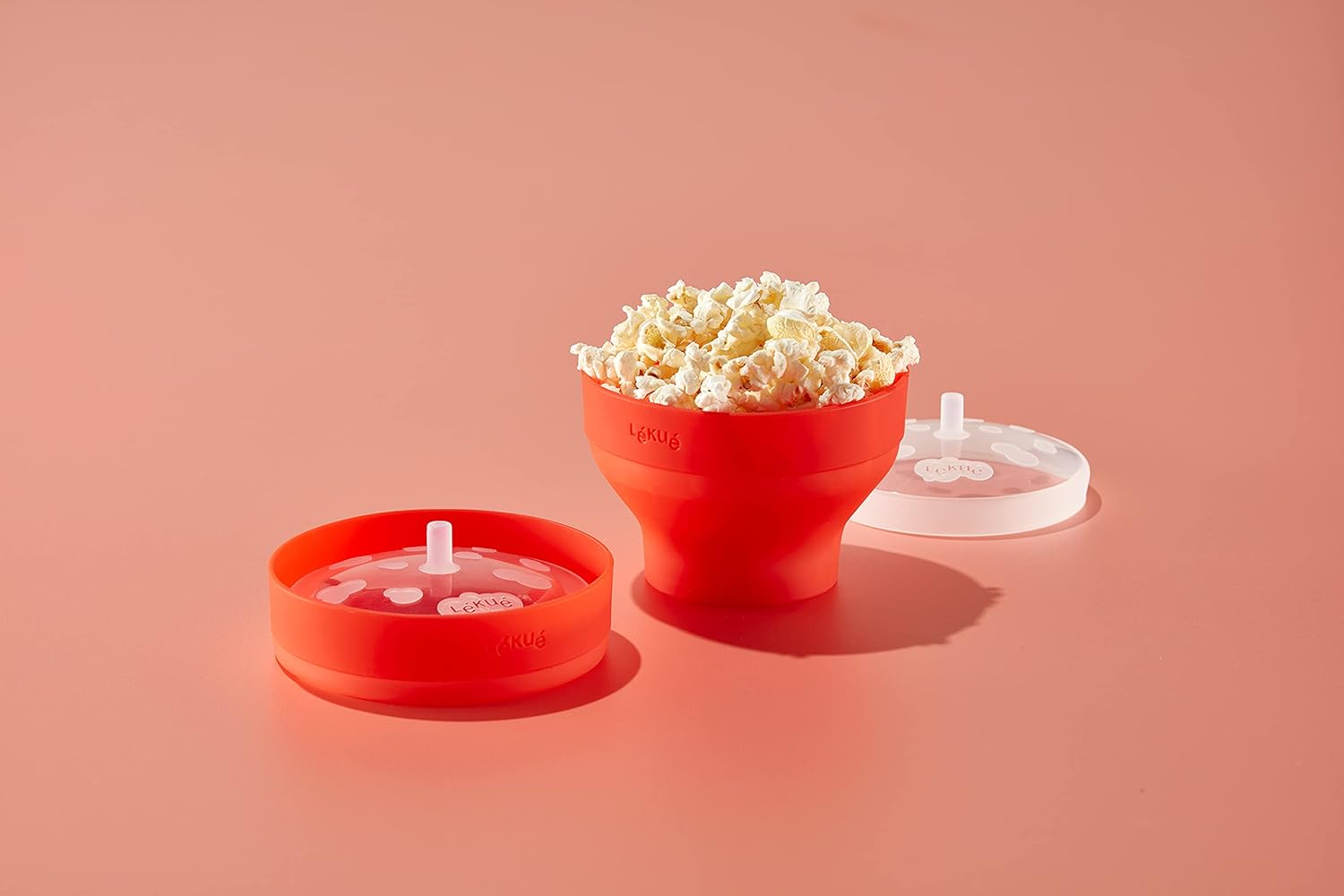Lékué Mini máquina para hacer palomitas de maíz para microondas, 5 x 3.5 pulgadas, color rojo