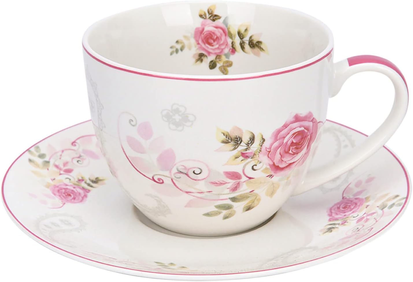 Juego de té para mujer, tazas de café para bebidas calientes, juego de 5 piezas para 2 con toalla de cortesía, taza de té de boda y platillo para
