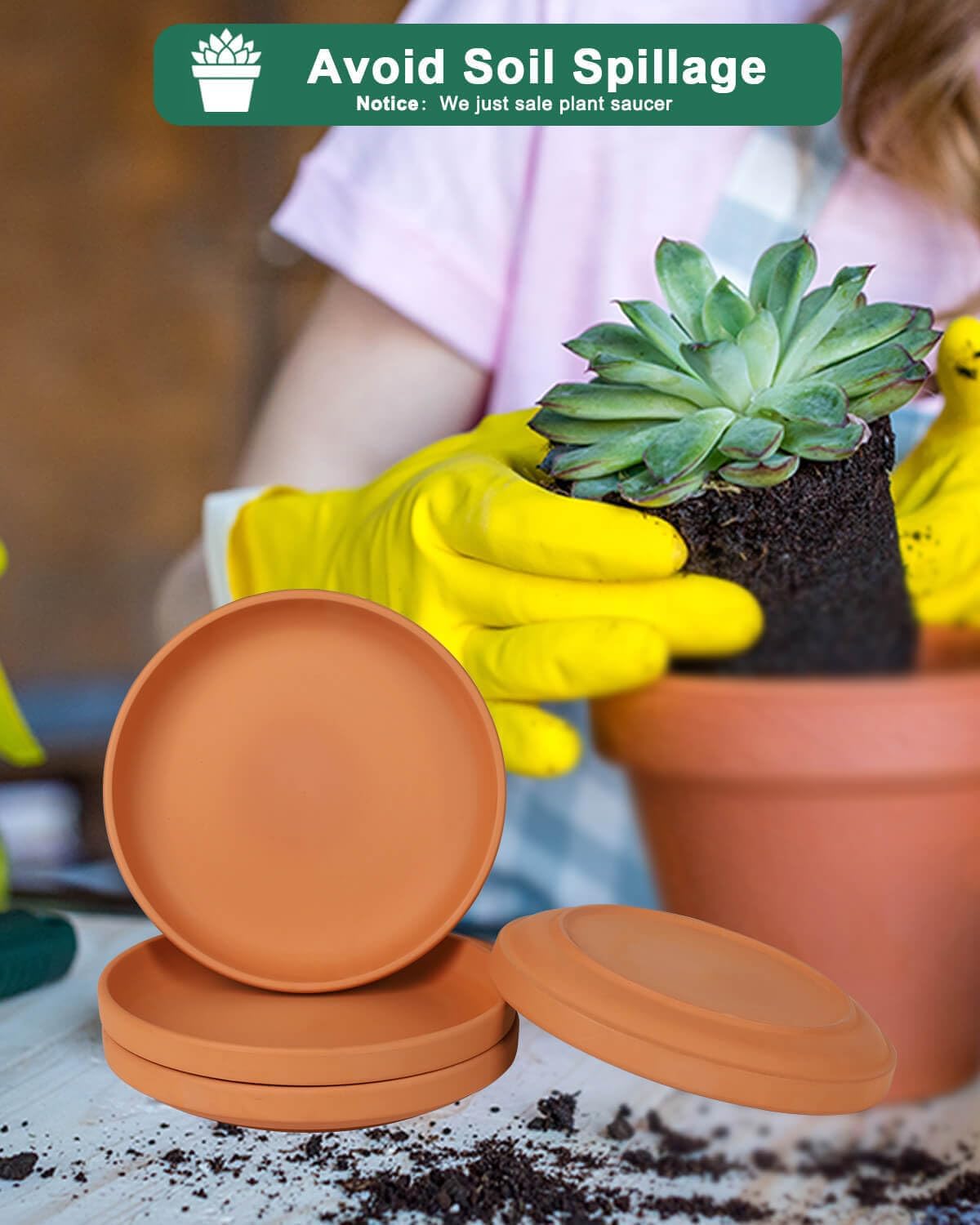 Platillo grande de terracota de 9 pulgadas para plantas, 4 platillos grandes y redondos para macetas, bandejas grandes de arcilla perfectas para