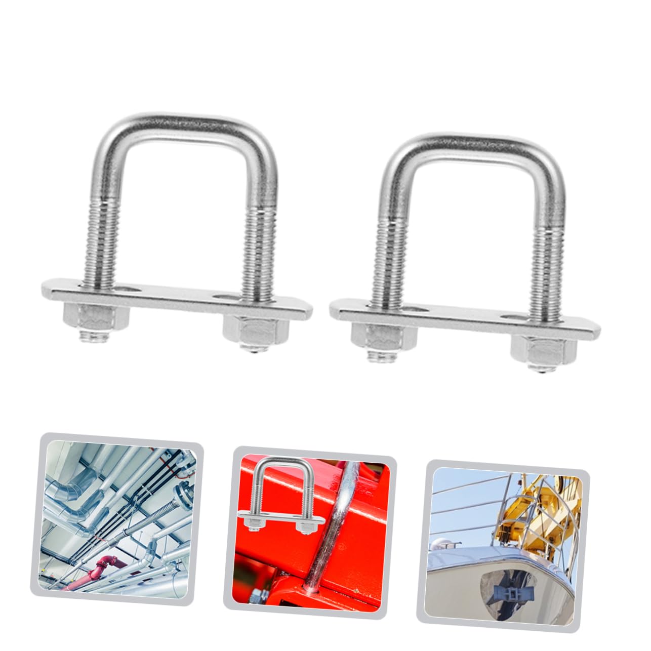 SOLUSTRE 4 unids U-Bolt Bolt U Bolt para Hardwares Antena Mástil Abrazadera Poste u Bolt Round Bend Bolt Reemplazo u Bolt Remolque u Tornillos