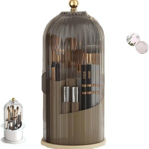 LELEBEAR Soulona Organizador de maquillaje, Soulona Elegante organizador de maquillaje giratorio de 360, soporte para brochas de maquillaje cubierto LELEBEAR Soulona Organizador de maquillaje, Soulona Elegante organizador de maquillaje giratorio de 360, soporte para brochas de maquillaje cubierto