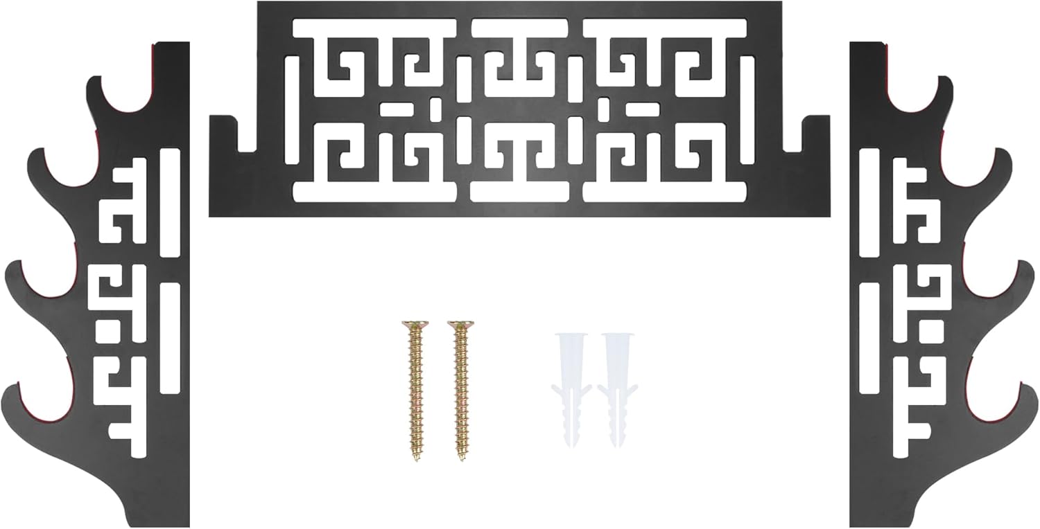 Vevet – Soporte de pared para espadas de 4 niveles, soporte acolchado para Katana, soporte de pared para espadas, soporte de madera samurái para