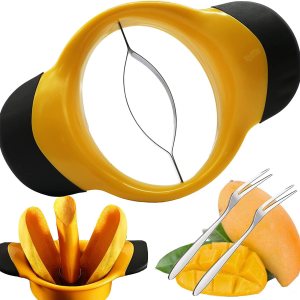 Cortador de mango resistente, pelador y herramienta removedor de hoyos, divisor de mango, cortador de frutas, divisor de mango con mango ergonómico Cortador de mango resistente, pelador y herramienta removedor de hoyos, divisor de mango, cortador de frutas, divisor de mango con mango ergonómico