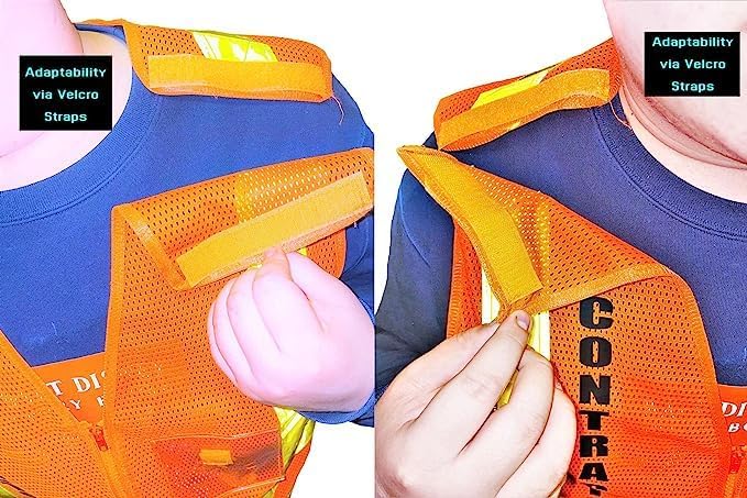 BANNA NYCTA Style OrangeContractor Chaleco de seguridad reflectante de alta visibilidad con cremallera y bolsillo