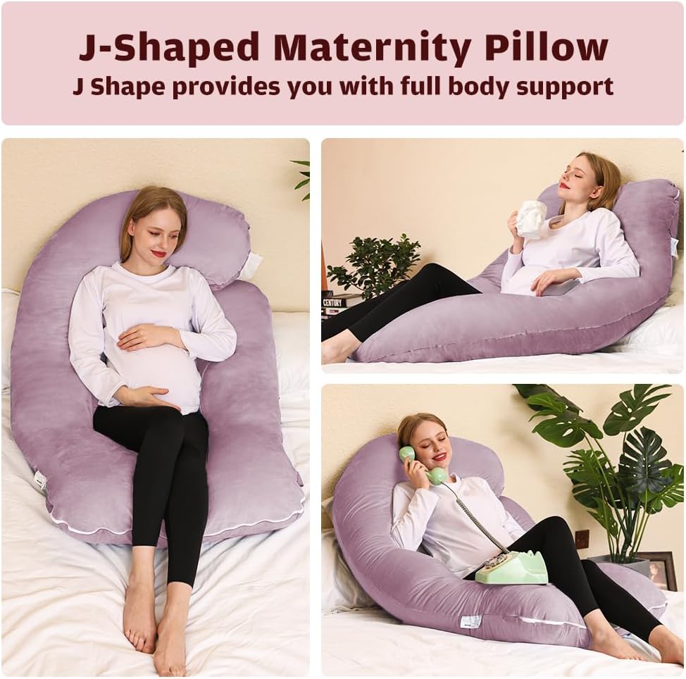 Chilling Home Almohadas de embarazo, almohadas de embarazo para dormir en forma de U, almohada de cuerpo completo, almohada de maternidad de 58