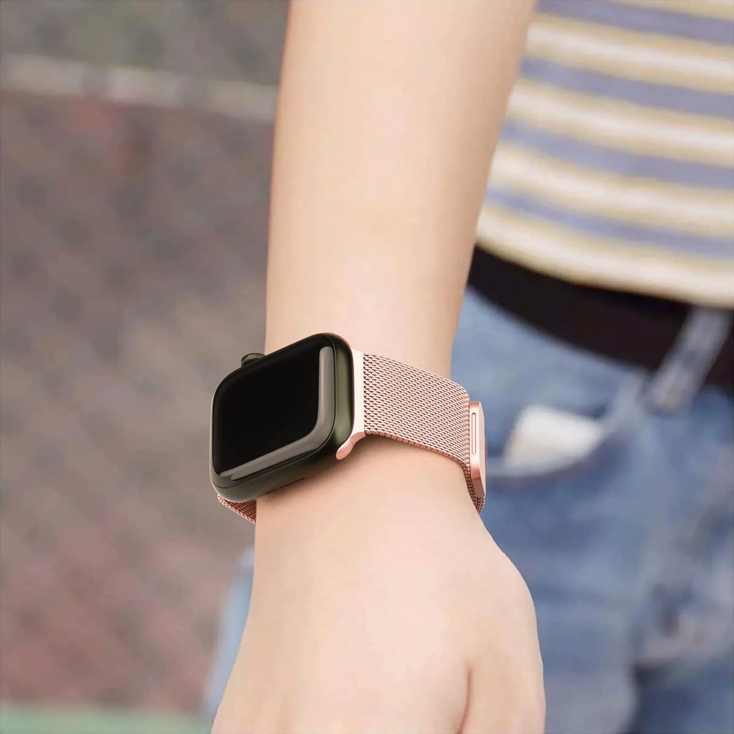 Vanjua Correa de metal compatible con correas de Apple Watch de 1.614 in 1.575 in 1.496 in 1.654 in 1.732 in 1.772 in 1.929 in, correa de repuesto