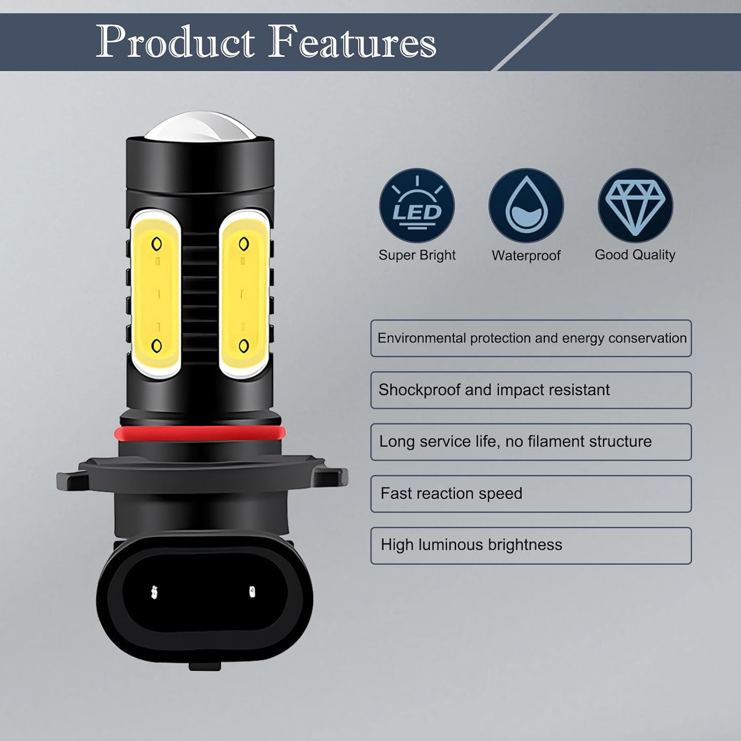 Flygun Paquete de 2 luces LED para automóvil, 9006 bombillas antiniebla superbrillantes, kit de conversión de luces LED, universal para la mayoría