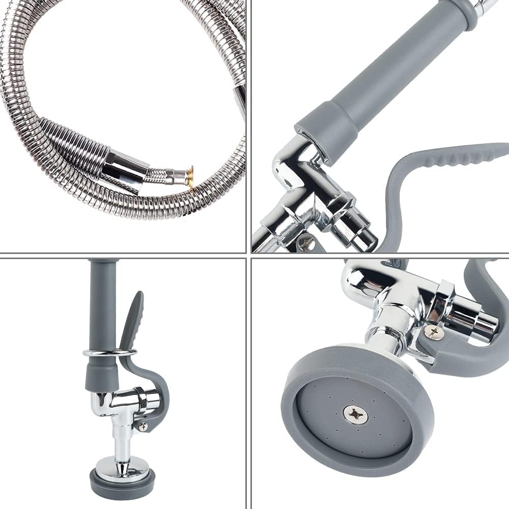 TBER Manguera de preenjuague con válvula de pulverización, manguera de pulverización de platos de acero inoxidable flexible de 45 pulgadas con